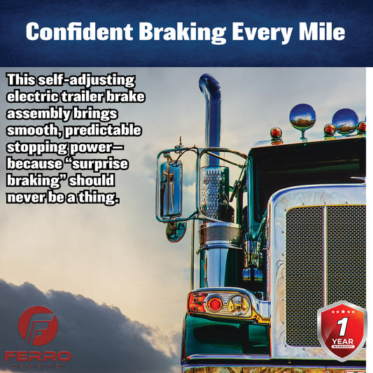 12‑1/4" x 3‑3/8" Self‑Adjusting Electric Trailer Brake Assembly – 10,000 lb, Right‑Hand (Ferro Distribution) F02031