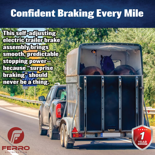 10" x 2.25" Self‑Adjusting Electric Trailer Brake Assembly – 3,500 lb, Left‑Hand, Boxed (Ferro Distribution) F02038