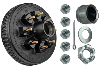Hub/Drum Assembly - Loaded (7000 lb. capacity, 8 lug, 6.5", 1/2"-20, for 12" Brake) (F02010) Ferro Distribution