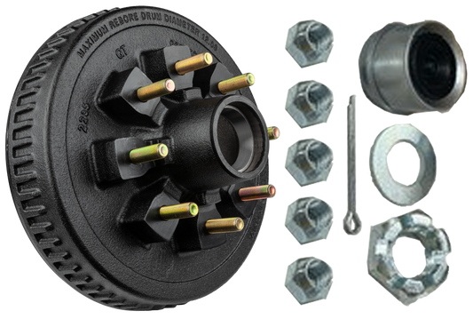 Hub/Drum Assembly - Loaded (7,000 lb. capacity, 8 lug, 6.5", 9/16"-18, for 12" Brake) (F02011) Ferro Distribution