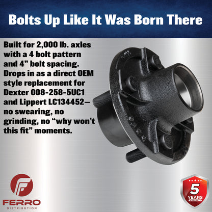 Idler Hub (2000lb capacity, 4” x 4”, ½”-20) (F02005) Ferro Distribution