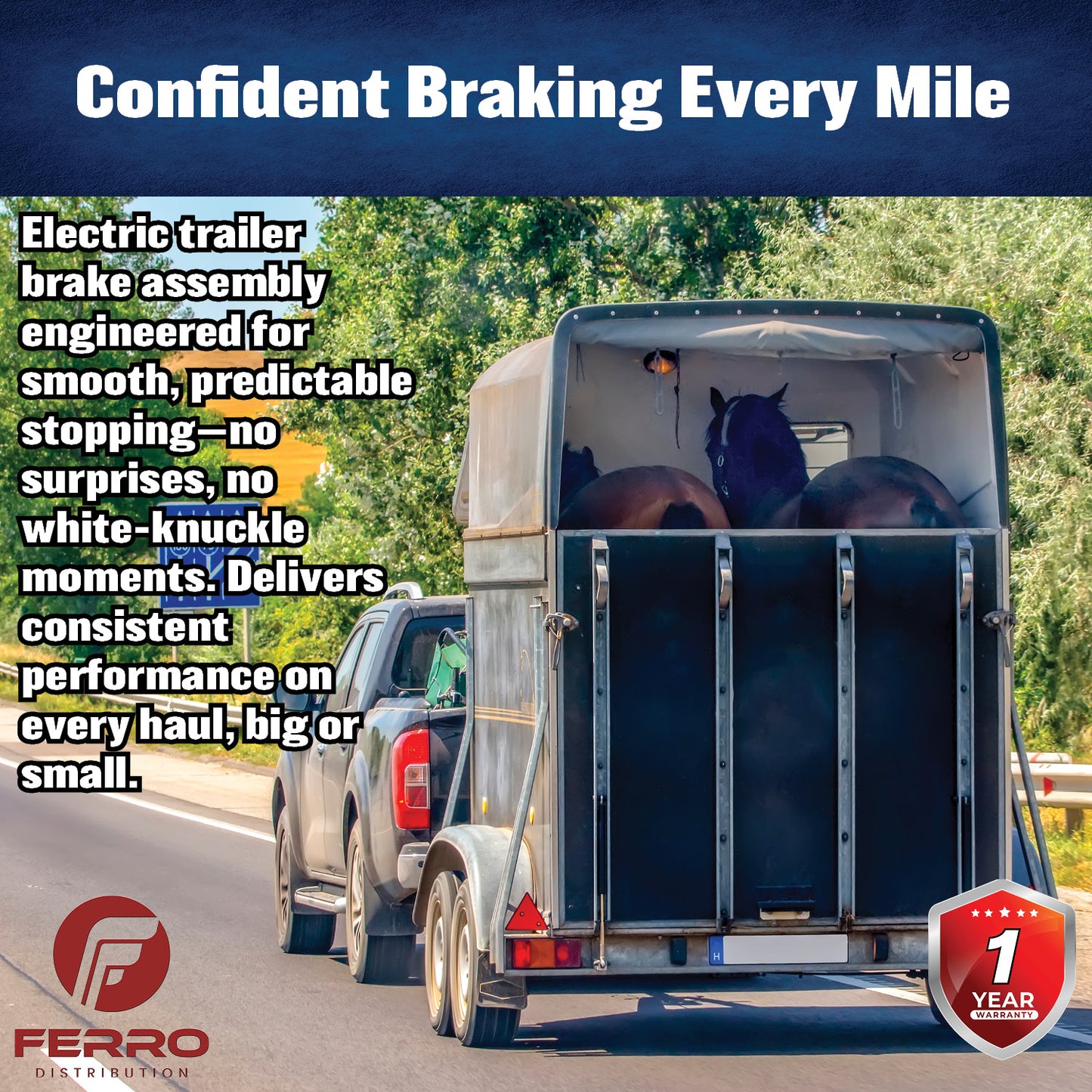 12" x 2" Electric Trailer Brake Assembly – Manual Adjust, 7,000 lb, Right‑Hand, Boxed (Ferro Distribution) F02023