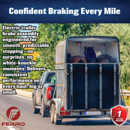 12" x 2" Electric Trailer Brake Assembly – Manual Adjust, 7,000 lb, Right‑Hand, Boxed (Ferro Distribution) F02023