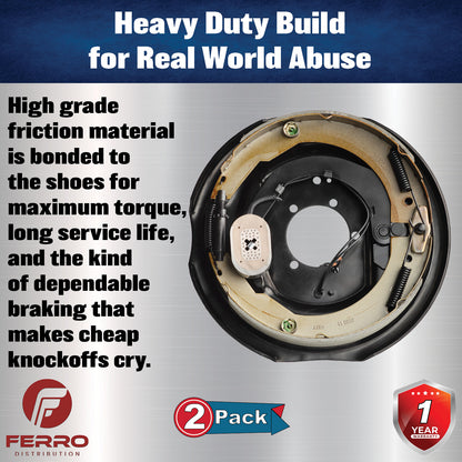 Trailer Brake Kit – Two 12" x 2" Manual‑Adjusting Electric Brakes, 7,000 lb Axles (Ferro Distribution) F02050