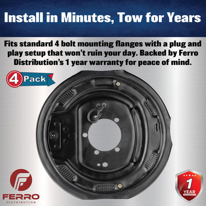 Trailer Brake Kit – Four 12" x 2" Manual‑Adjusting Electric Brakes, 7,000 lb Axles (Ferro Distribution) F02051