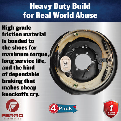 Trailer Brake Kit – Four 12" x 2" Manual‑Adjusting Electric Brakes, 7,000 lb Axles (Ferro Distribution) F02051