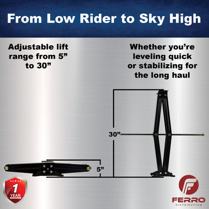 30" Scissor Jack Set – Pair of Heavy‑Duty RV/Trailer Stabilizer Jacks (Ferro Distribution) F03003