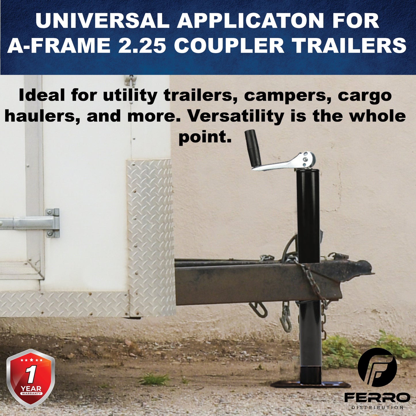 Tongue Jack, Manual, Topwind, 2¼" tube, 5000lb capacity (F05004) Ferro Distribution