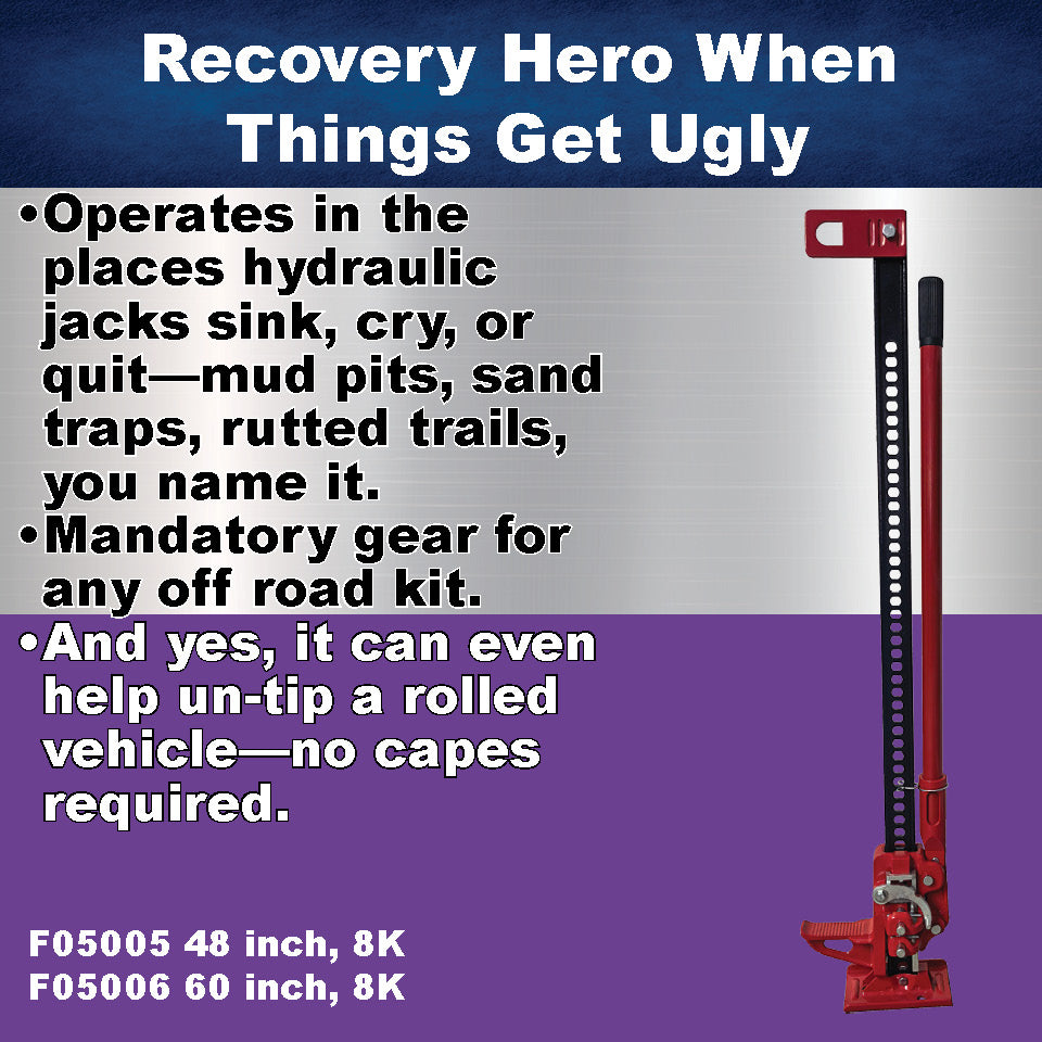 Farm Jack 48" Heavy‑Duty 8,000 lb Lift | Off‑Road Recovery, Tractor & Trailer Utility Jack | Steel Construction, Multi‑Use Lifting/Winching/Spreading Tool | F05005 by Ferro Distribution