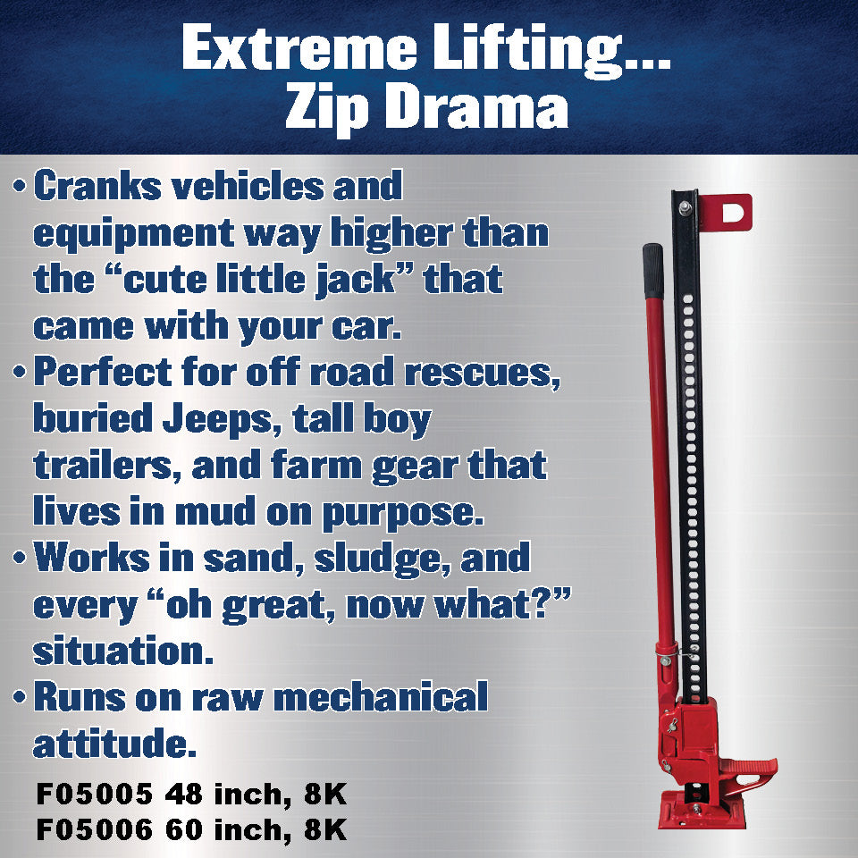 Farm Jack 48" Heavy‑Duty 8,000 lb Lift | Off‑Road Recovery, Tractor & Trailer Utility Jack | Steel Construction, Multi‑Use Lifting/Winching/Spreading Tool | F05005 by Ferro Distribution