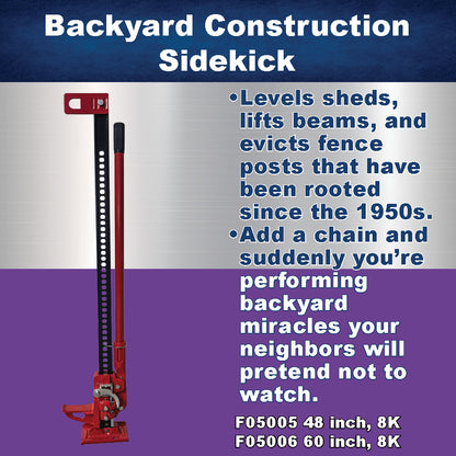 Farm Jack 48" Heavy‑Duty 8,000 lb Lift | Off‑Road Recovery, Tractor & Trailer Utility Jack | Steel Construction, Multi‑Use Lifting/Winching/Spreading Tool | F05005 by Ferro Distribution
