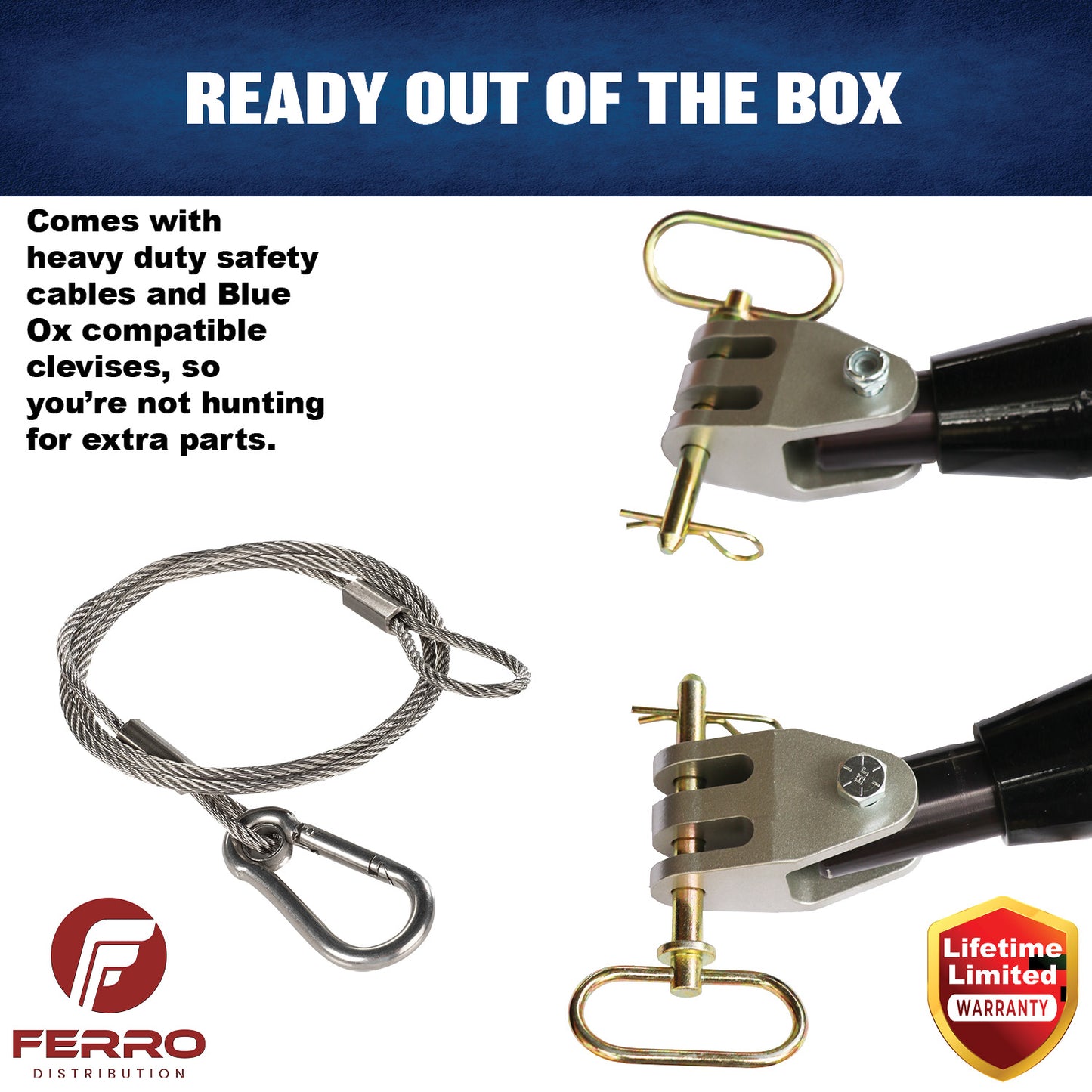 Tow Bar (8K, with Blue Ox Clevises) F07002 Ferro Distribution