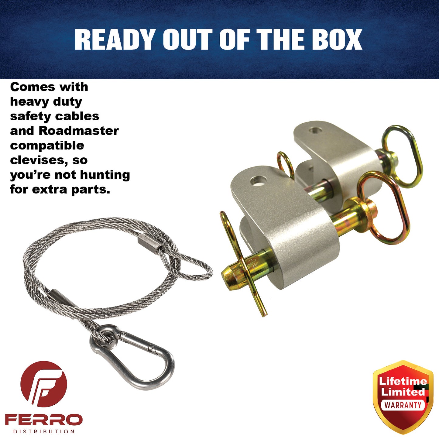 Tow Bar (12K, with Roadmaster Clevises) F07005 Ferro Distribution