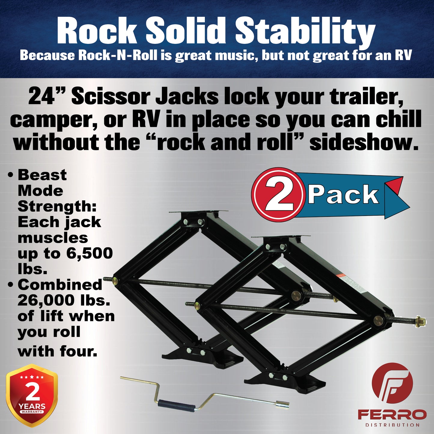 Scissor Jacks , 24 Inch, pack of 2 (Ferro Distribution) F03001